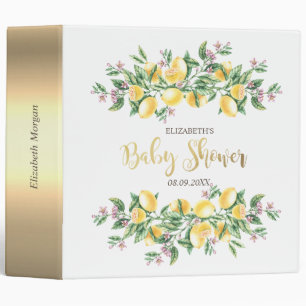 Classeur Fleurs botaniques aquarelles Citrons Baby Shower