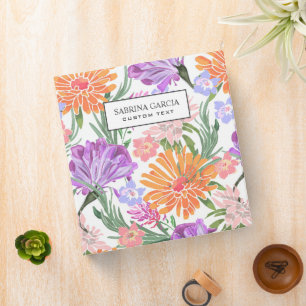 Classeur Fleurs Brillantes Violet Bleu Rose Orange