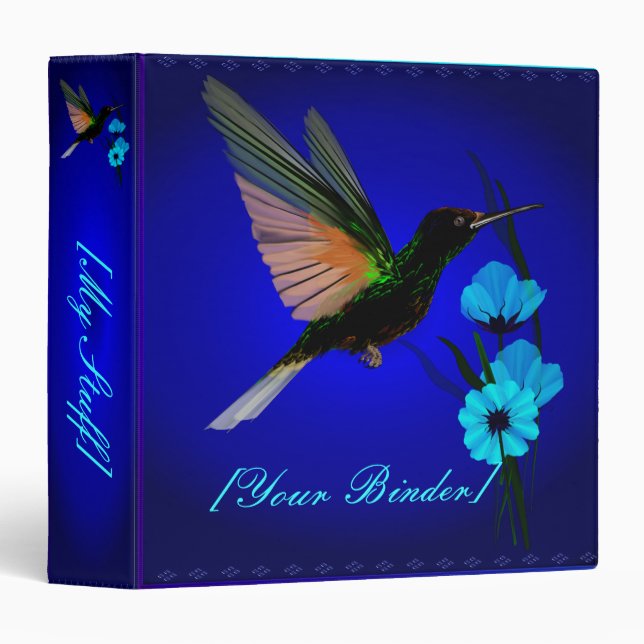 Classeur Fleurs Colibri-Bleues vertes binder_15_front.v4 (Devant/Côté)