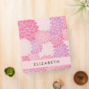 Classeur Fleurs Dahlia Roses, Motif De Fleurs, Votre Nom