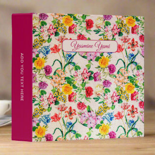 Classeur Fleurs d'aquarelle couleur personnalisée Fille ros