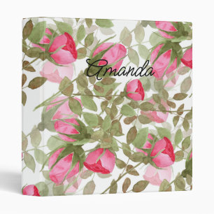 Classeur Fleurs d'aquarelle rose rose roses romes florales