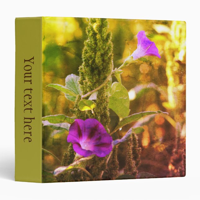 Classeur Fleurs d'art de volubilis violet personnalisé (Devant/Côté)