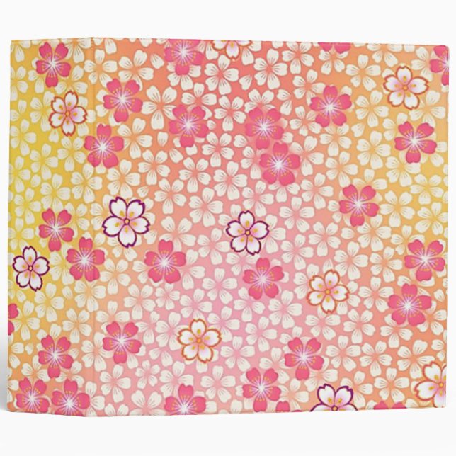 Classeur Fleurs de cerisier, design japonais (Devant/Côté)