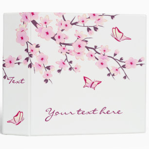 Classeur Fleurs de cerisier et rose de papillons