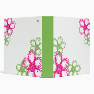 Classeur Fleurs de chaux vert et rose-chaud