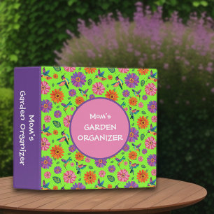 Classeur Fleurs de colibris colorés Motif jardinage