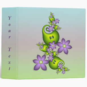 Classeur Fleurs de fantaisie lilas Formes vertes Texte frac