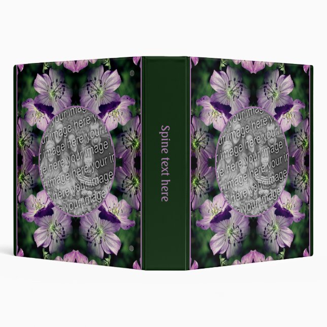 Classeur Fleurs de géranium violet Ajouter votre photo (Arrière-plan)