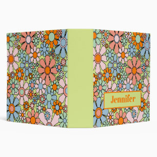 Classeur Fleurs de Jardin Rétro 60s les années 70 Motif Flo
