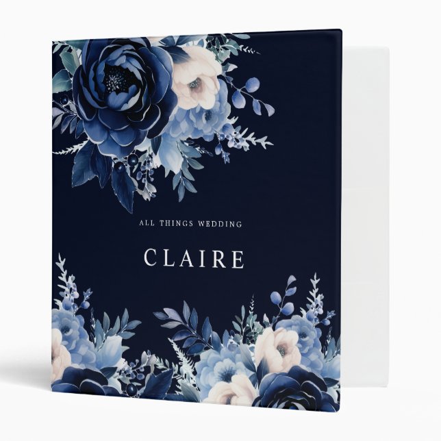 Classeur Fleurs de la Marine Mariage Bleue (Devant/intérieur)