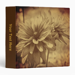 Classeur Fleurs de marguerite sépia vintage personnalisées