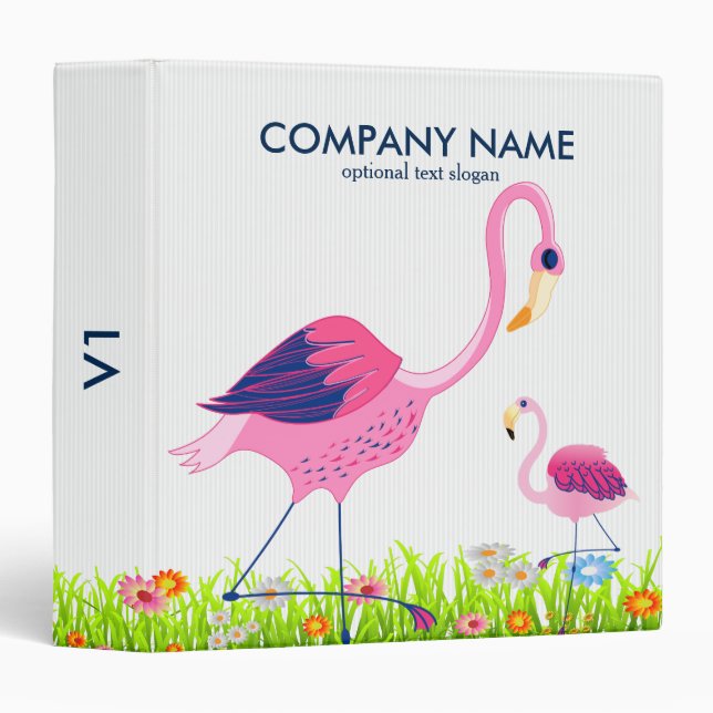 Classeur Fleurs de printemps et Flamants roses mignons (Devant/Côté)