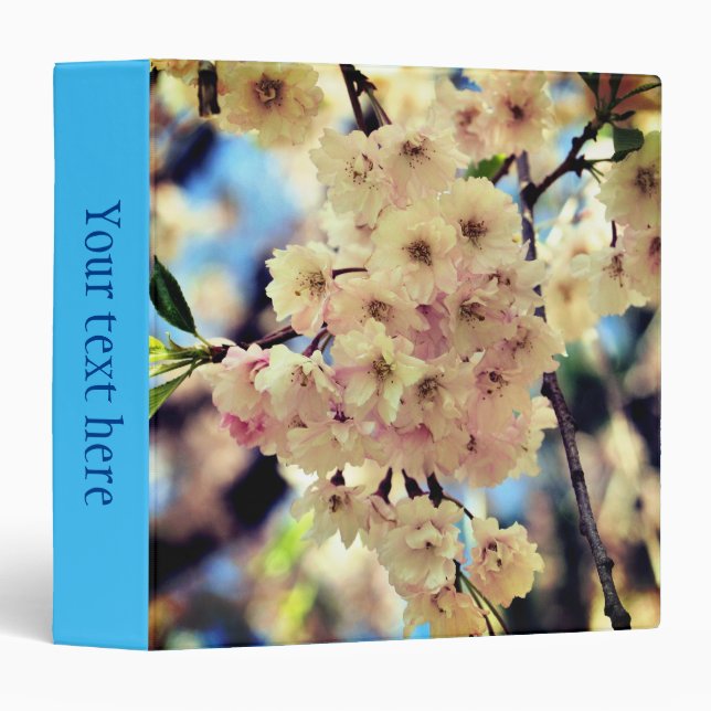 Classeur Fleurs de printemps roses personnalisées (Devant/Côté)
