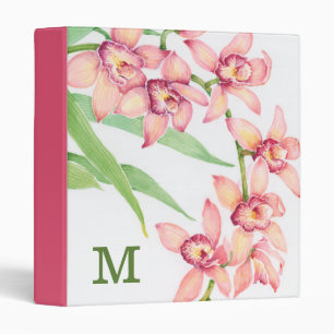 Classeur Fleurs de rose d'aquarelle du monogramme