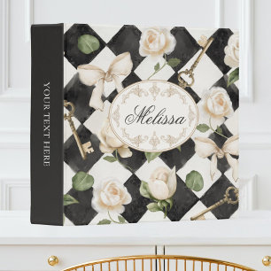 Classeur Fleurs de rose vintage en diamant noir et blanc de