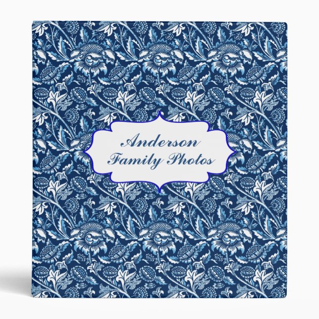 Classeur Fleurs de soleil, bleu foncé et blanc Personnalisé (Devant)