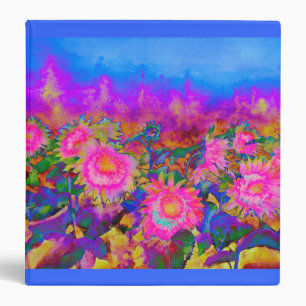 Classeur Fleurs de soleil roses champs fleuris roses jardin