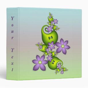 Classeur Fleurs d'Imaginaire Lilac Formes vertes Texte frac