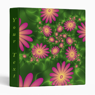 Classeur Fleurs d'Imaginaire rose Texte Abstrait moderne