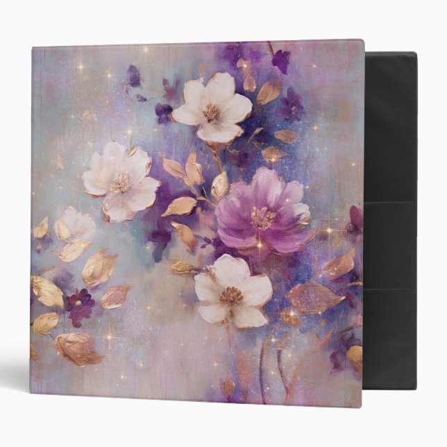 Classeur Fleurs d'or blanc violet (Devant/intérieur)