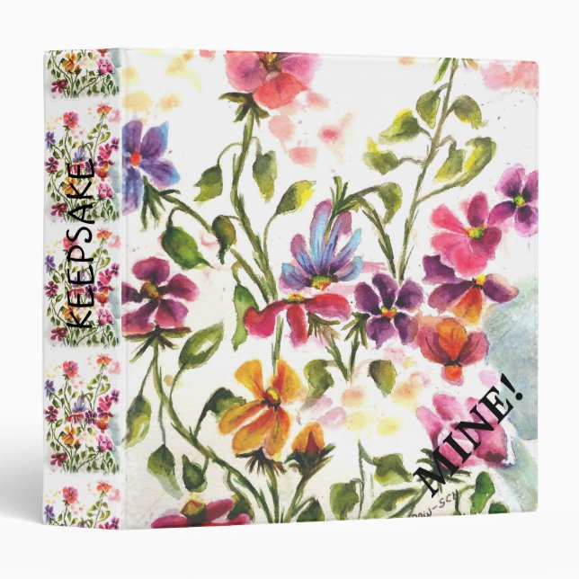 Classeur Fleurs Empreintes de pattes chiot ANGEL (Devant/Côté)