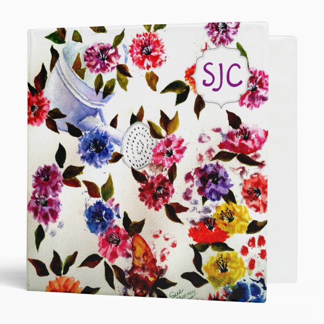 Classeur Fleurs Empreintes de pattes de chiot avec CASCADE  (Devant/Intérieur)