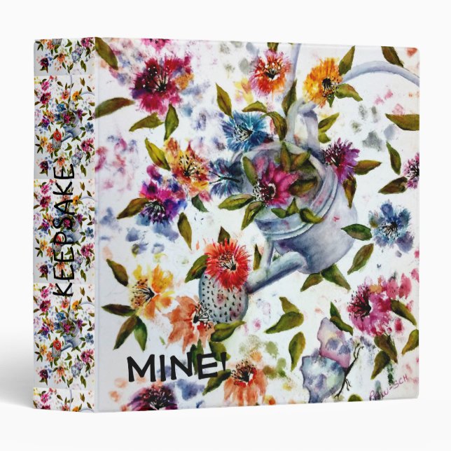 Classeur Fleurs Empreintes de pattes de chiot avec WATER CA (Devant/Côté)