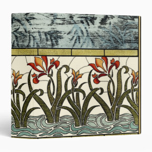 Classeur Fleurs en verre souillé avec la frontière bronzage