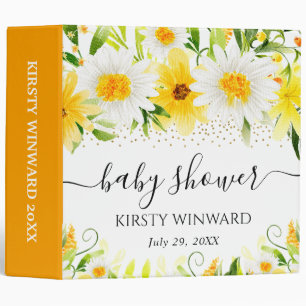 Classeur Fleurs et marguerites jaunes Baby shower Album pho