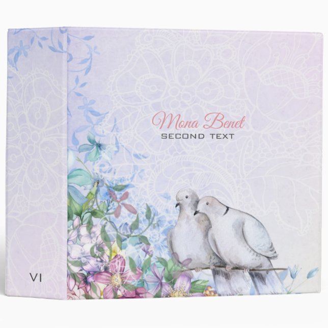 Classeur Fleurs Et Oiseaux Colorés (Devant/Côté)