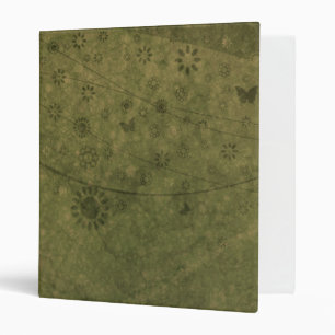 Classeur Fleurs et papillons rétros vert olive Abstraits