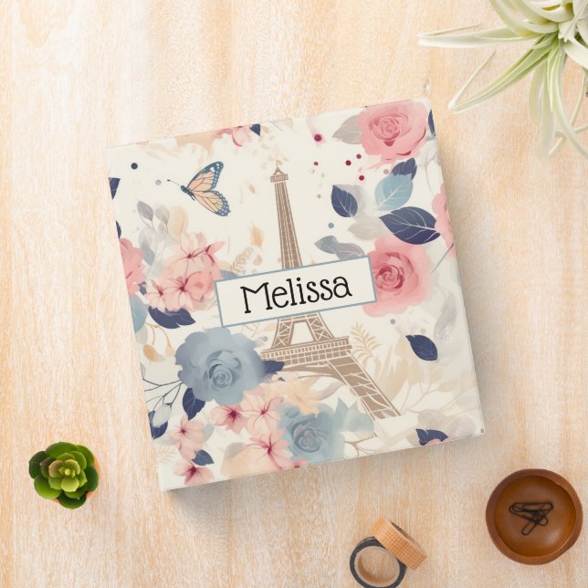 Classeur Fleurs et Tour Eiffel Paris Motif de voyage (In Situ)