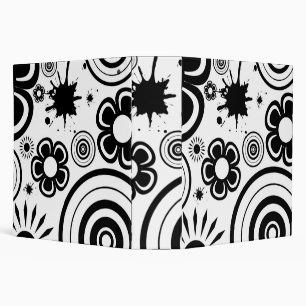 Classeur Fleurs fantaisistes noir et blanc, Cercles, Éclabo
