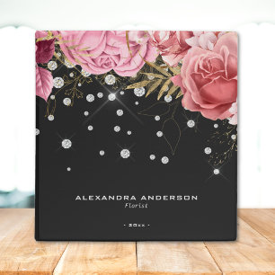 Classeur Fleurs Florales Rose Aquarelle Diamant Paillettes