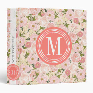 Classeur Fleurs Girly de pêche de corail florale vintage