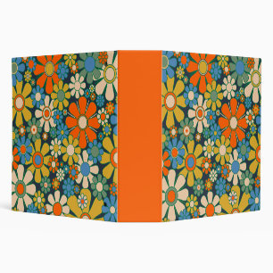 Classeur Fleurs Jardin Rétro Motif Floral Bleu Orange