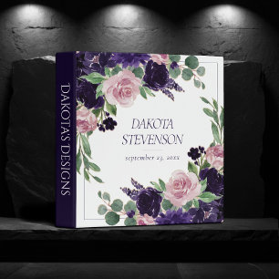 Classeur Fleurs Luxuriantes   Marque Fleurie Violette et Ro