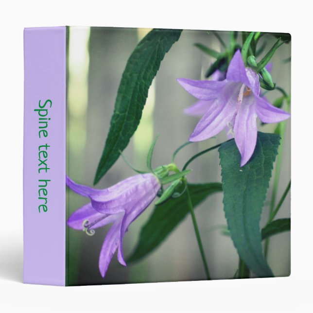Classeur Fleurs Lys violettes délicates personnalisées (Devant/Côté)