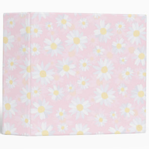 Classeur Fleurs marguerites blanches Florales roses