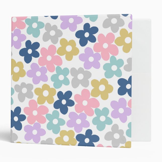 Classeur Fleurs marguerites super Retro Boho Floral (Devant/intérieur)