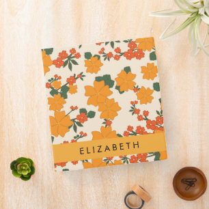 Classeur Fleurs Oranges, Motif De Fleurs, Votre Nom