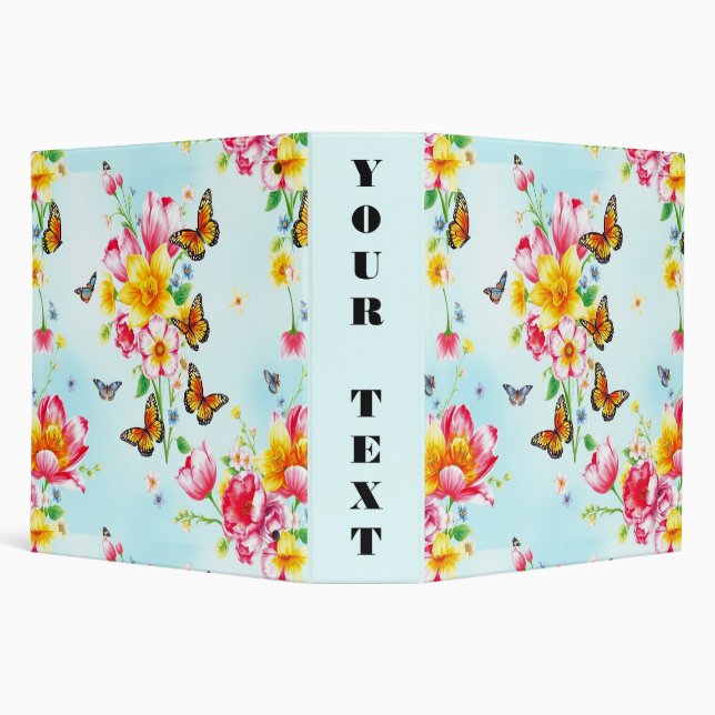 Classeur Fleurs printanières et papillons (Arrière-plan)