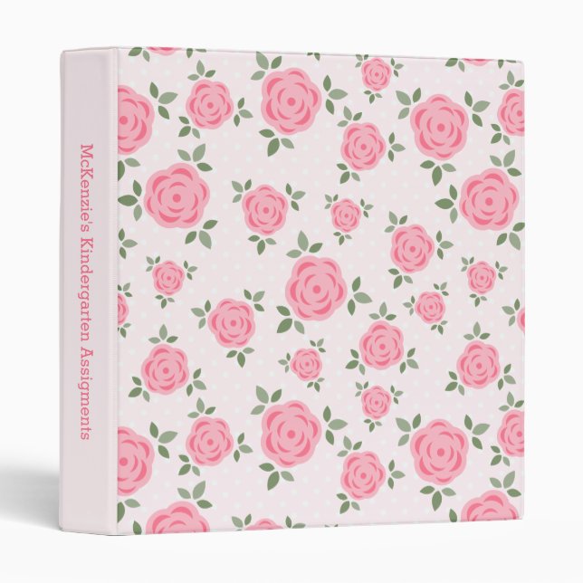Classeur Fleurs roses (Devant/Côté)