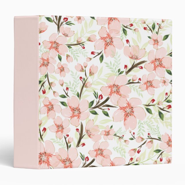 Classeur Fleurs roses (Devant/Côté)