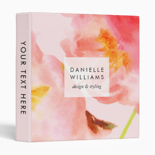 Classeur Fleurs roses aquarelles de luxe