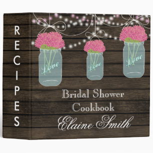 Classeur Fleurs roses en bois d'écorce Mason Jar Dossier de
