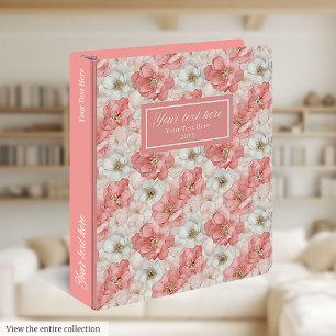 Classeur Fleurs roses et or Personnalisé Elegant Keepsak