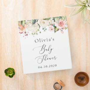Classeur Fleurs roses, Fleurs blanches, Boho, Baby shower