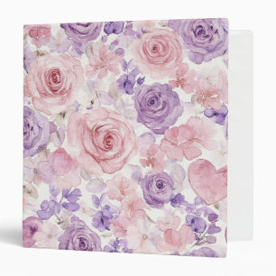 Classeur Fleurs roses lavande et cœurs